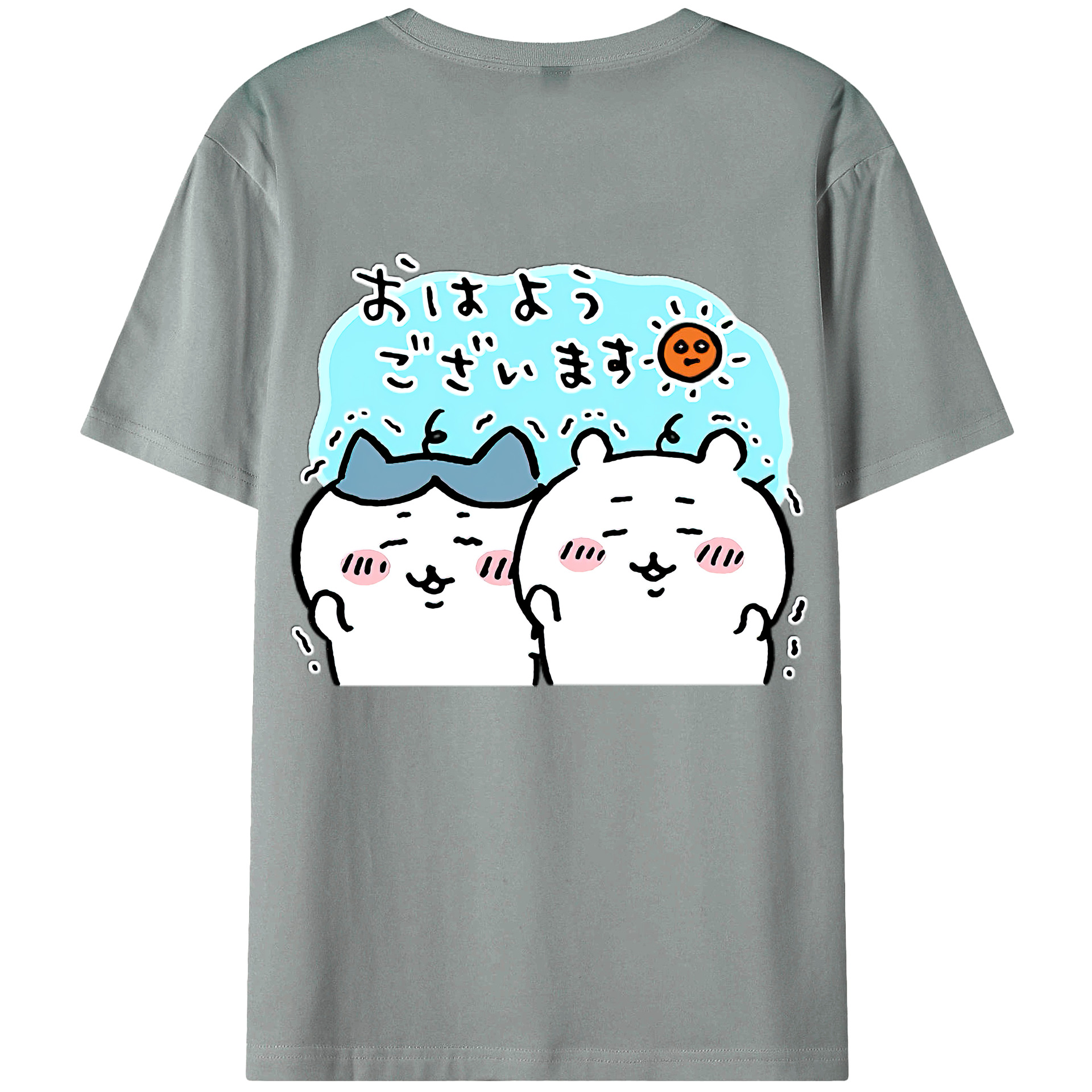 （画像用） ちいかわ ハチワレ Chii-kawa hachiware 綿100％ メンズ半袖Tシャツ（バックプリント） 通気性
